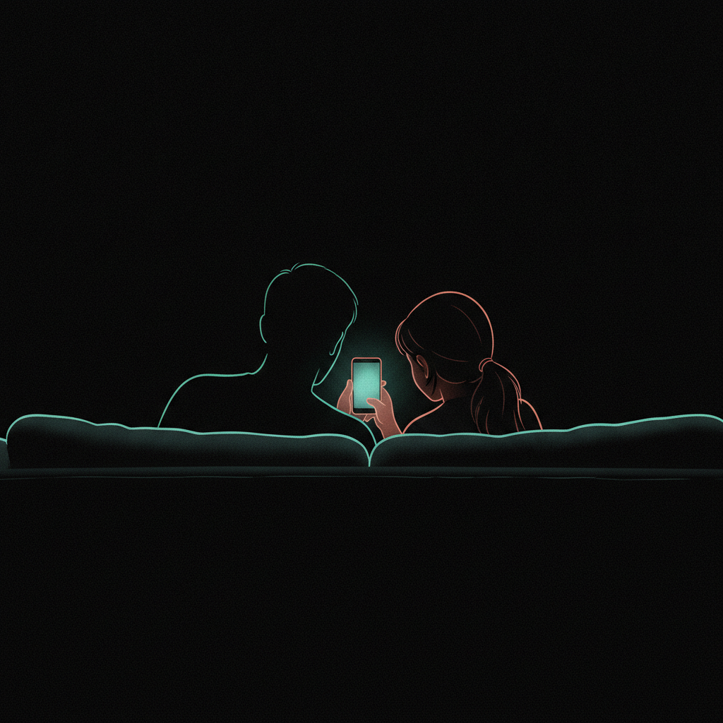 Eltern und Kind schauen gemeinsam auf ein Smartphone